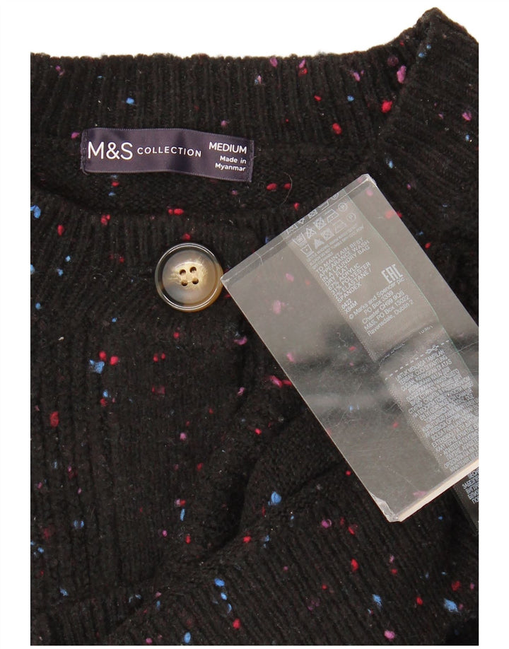 Maglione cardigan da donna Marks & Spencer UK 14 Acrilico chiazzato nero medio