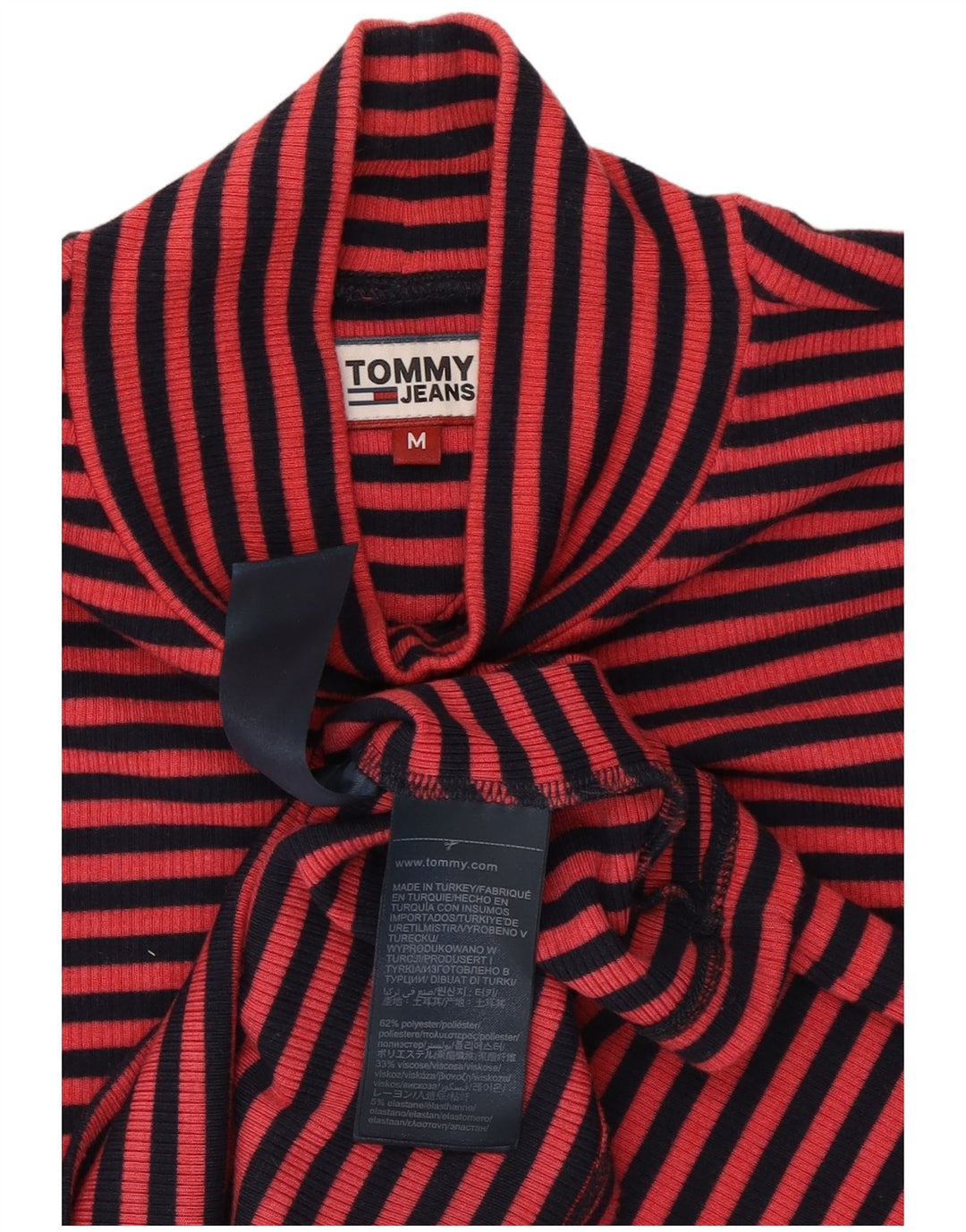 Tommy Hilfiger Top da donna a manica lunga UK 14 Poliestere gessato rosa medio