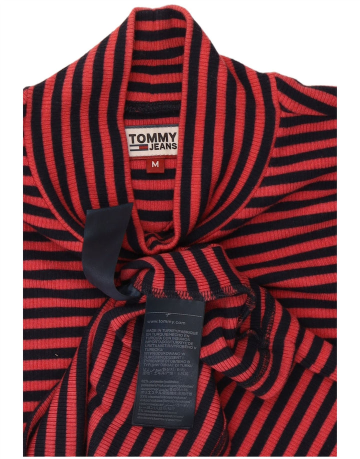 Tommy Hilfiger Top da donna a manica lunga UK 14 Poliestere gessato rosa medio