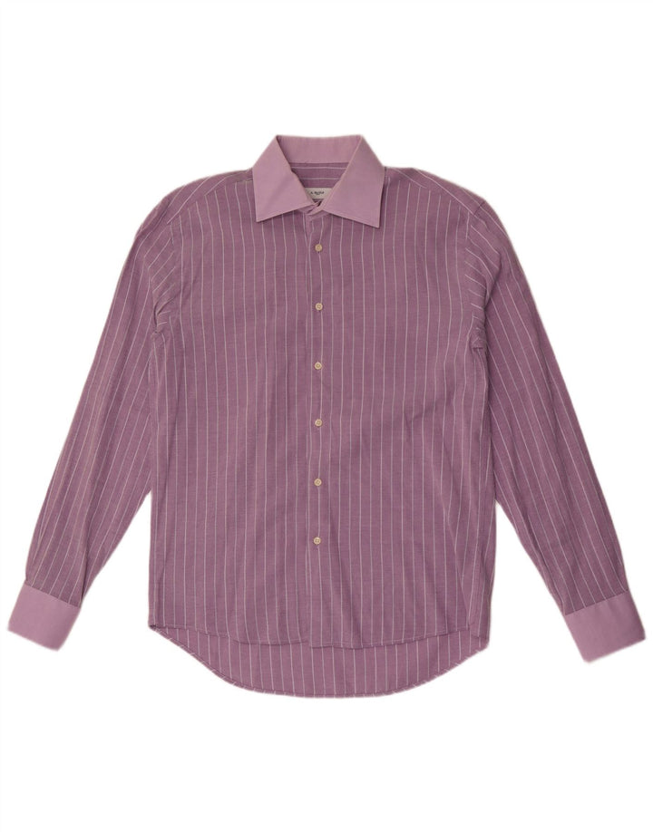 Camicia da uomo A.Basile taglia 40 15 3/4 cotone gessato viola medio