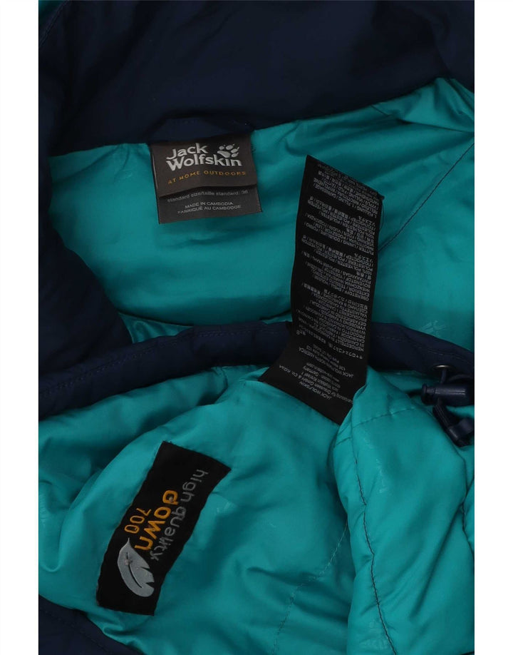 Giacca imbottita con cappuccio da donna Jack Wolfskin UK 8/10 Small Poliestere blu navy