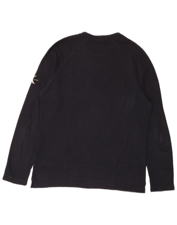 Maglione maglione girocollo da uomo Calvin Klein Jeans piccolo blu navy