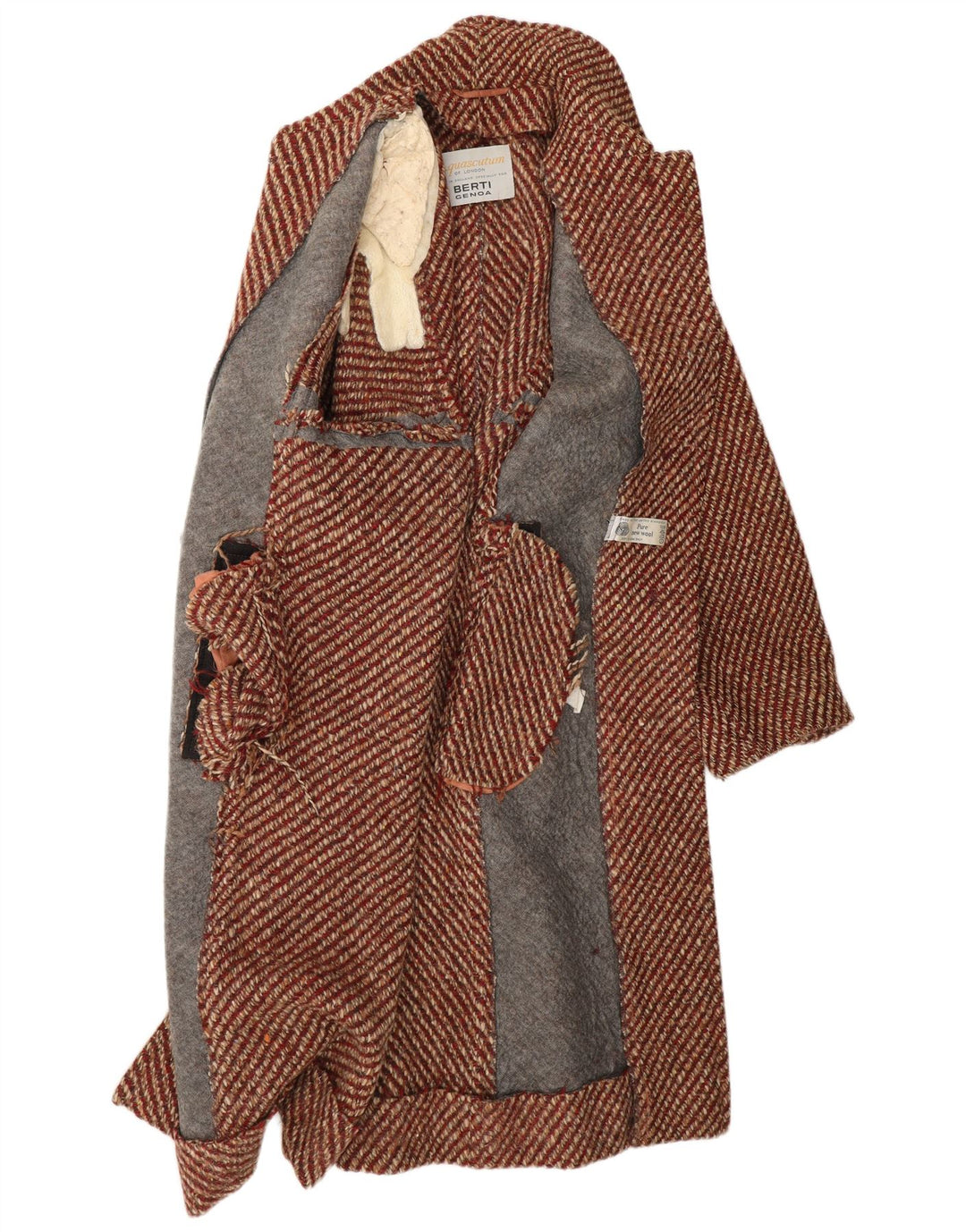 Soprabito da donna AQUASCUTUM UK 12 Classico in lana vergine screziata rossa media