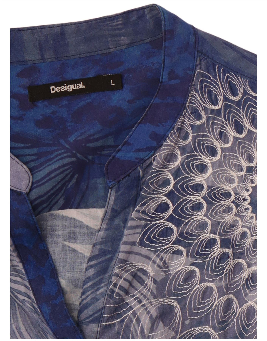 DESIGUAL Donna Camicia Camicetta UK 14 Grande Blu Floreale