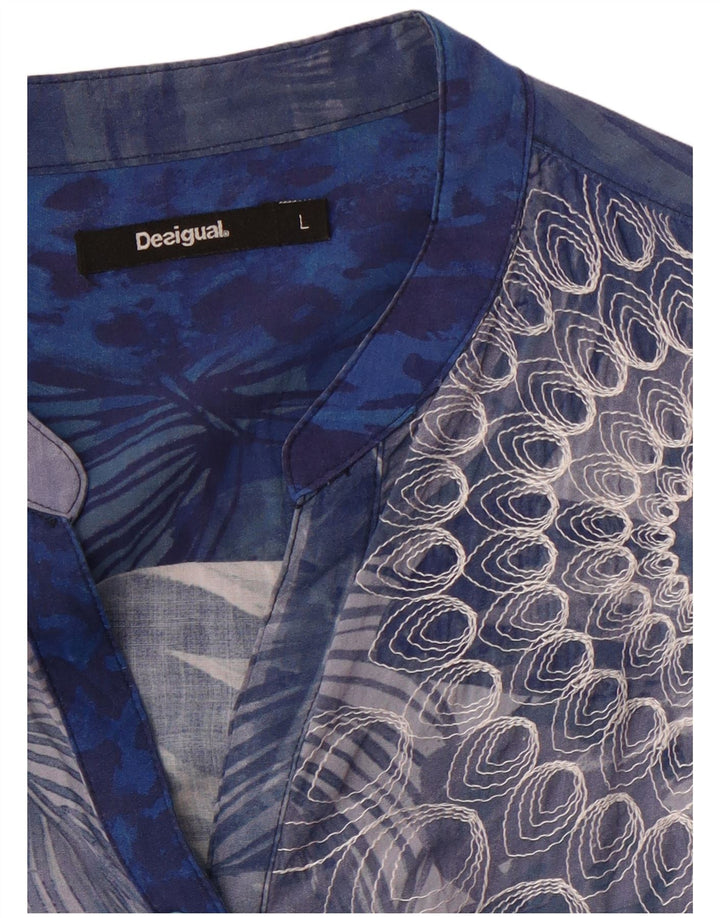 DESIGUAL Donna Camicia Camicetta UK 14 Grande Blu Floreale