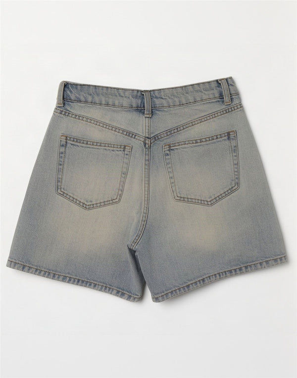 Pantaloncini di jeans a vita alta da donna Zara EU 34 2XS W24 cotone blu