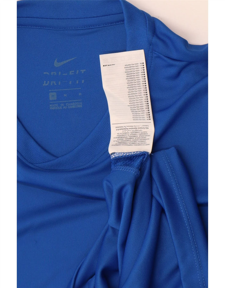 T-shirt Nike Dri Fit da uomo, top in poliestere blu medio