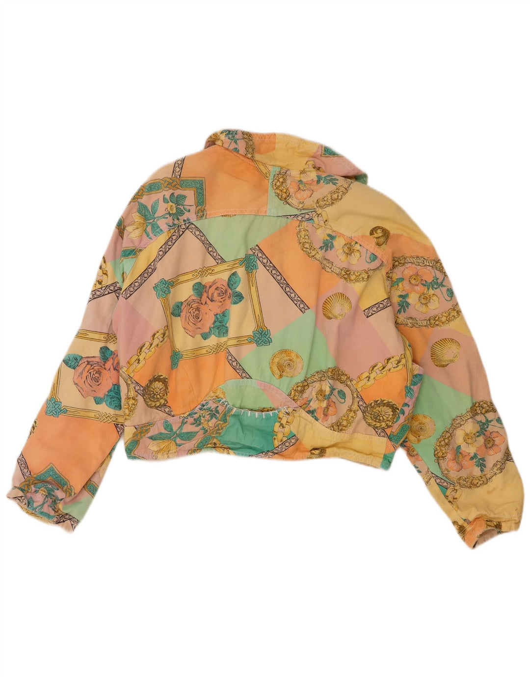 Giubbotto bomber corto da donna vintage UK 12 cotone floreale medio multicolore