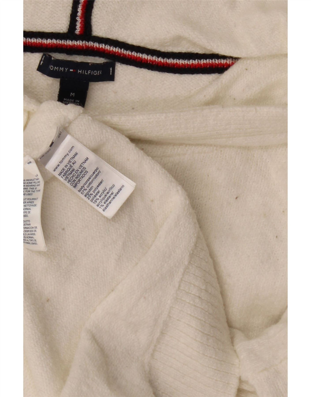 Maglione corto oversize da donna Tommy Hilfiger UK 14 medio bianco