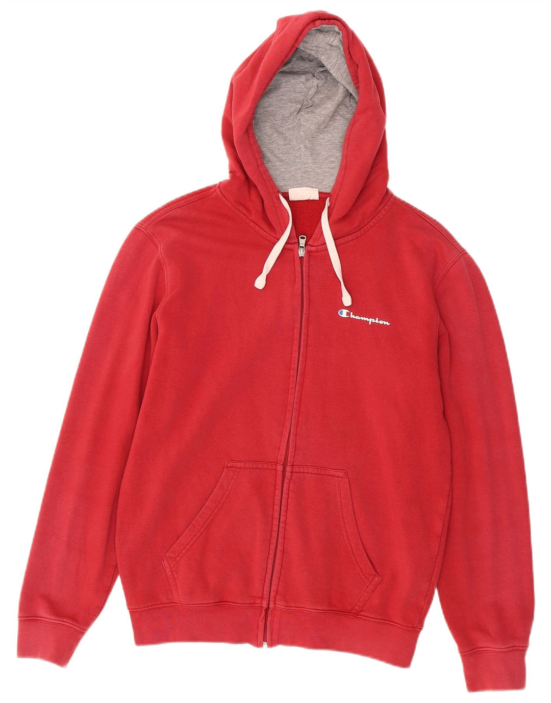 Maglione con cappuccio e zip da uomo CHAMPION piccolo in cotone rosso