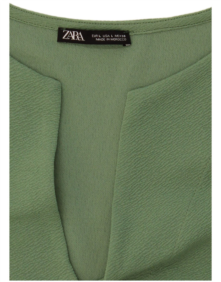 Abito a trapezio con maniche a 3/4 da donna Zara UK 16 grande verde