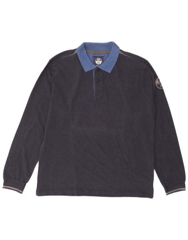 Polo da rugby da uomo a maniche lunghe North Sails 2XL in cotone blu navy