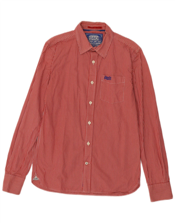 Camicia da uomo Superdry Large in cotone gessato rosso