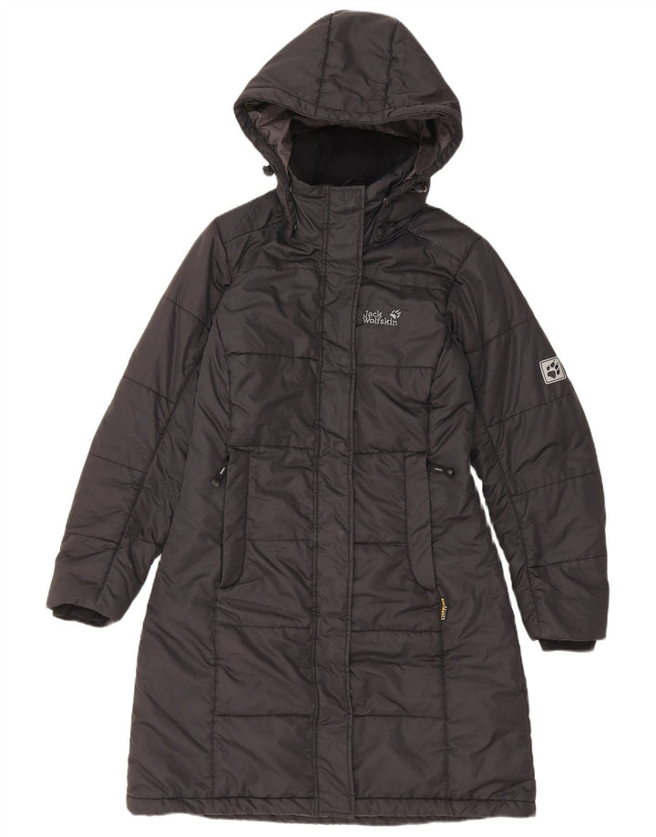 Cappotto imbottito con cappuccio da donna Jack Wolfskin UK 10 piccolo poliestere nero