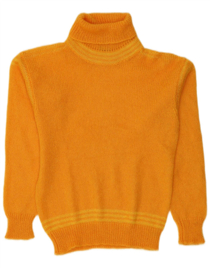 Maglione maglione vintage da donna con collo alto UK 12 Mohair arancione medio