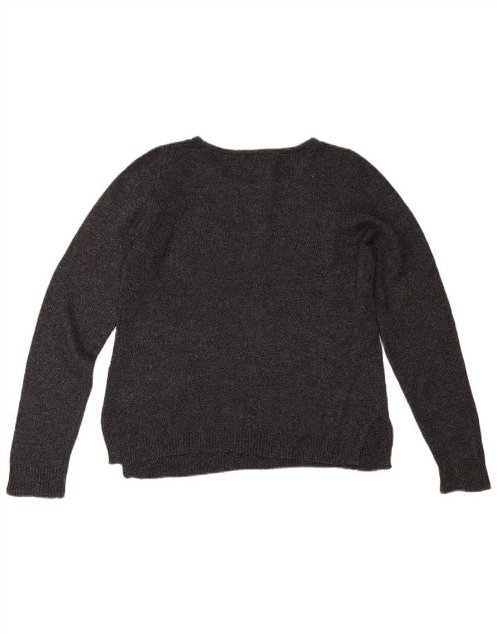 MONSOON Maglione da donna con scollo a barca UK 12 Cotone grigio medio