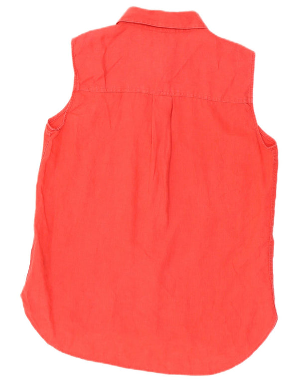 MARKS & SPENCER Camicia senza maniche da donna UK 12 Lino rosa medio
