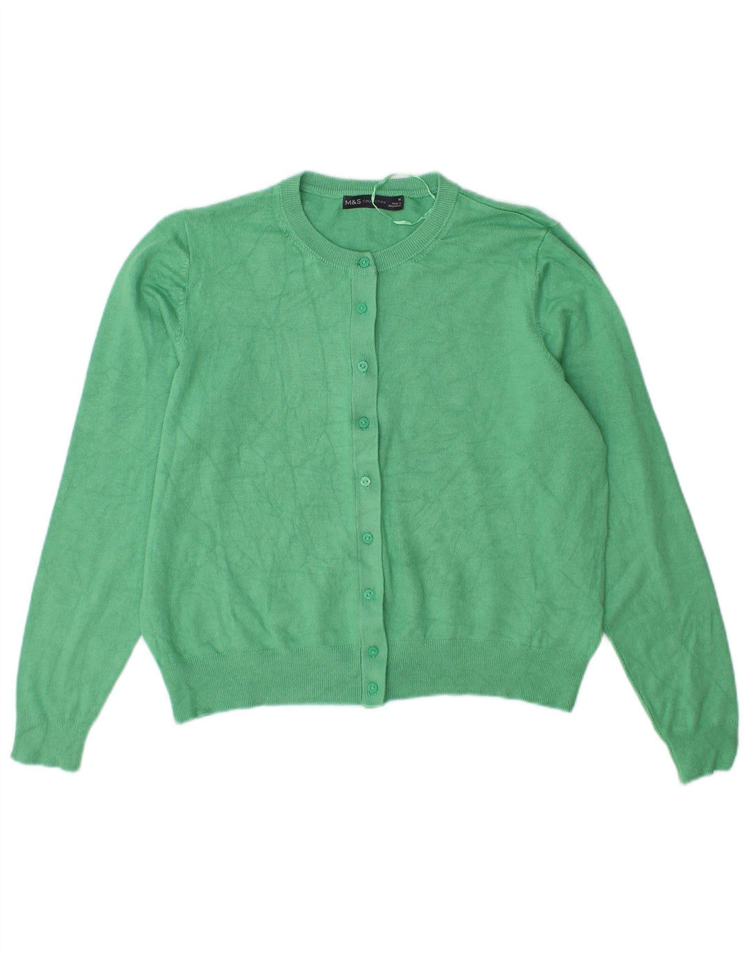Maglione cardigan da donna Marks & Spencer UK 16 grande viscosa verde