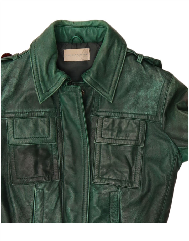 Giacca in pelle militare da donna Linea Emme UK 8 Small Verde