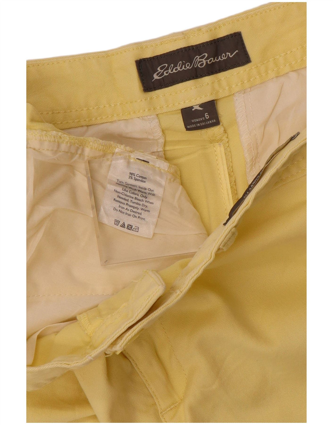 Pantaloncini chino da donna EDDIE BAUER US 6 medi W32 cotone giallo