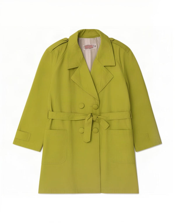 Trench oversize da donna vintage UK 14 cotone verde medio