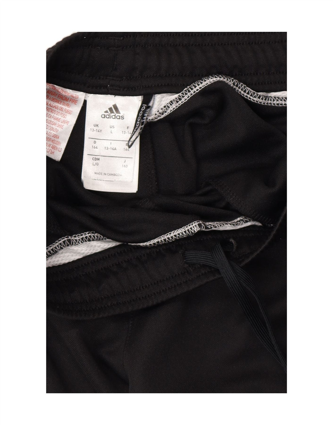 ADIDAS Boys Tracksuit Trousers 13-14 Years Black Polyester Vintage Adidas and Second-Hand Adidas from Messina Hembry 