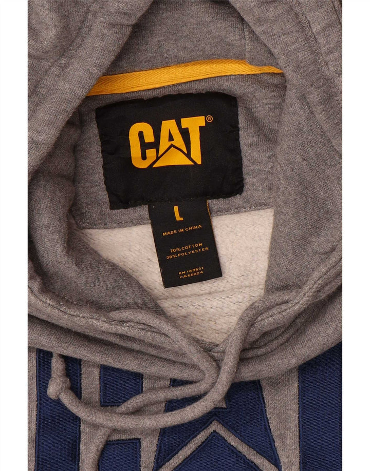 Maglione con cappuccio grafico da uomo CAT grande in cotone grigio