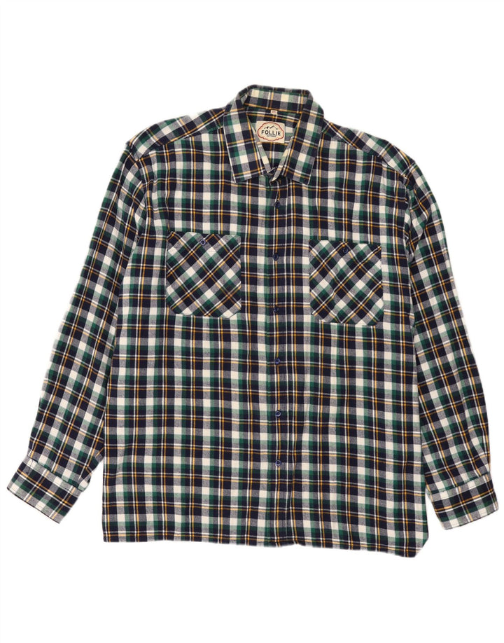 Camicia da uomo in flanella Follie taglia 45/46 2XL cotone a quadri multicolore