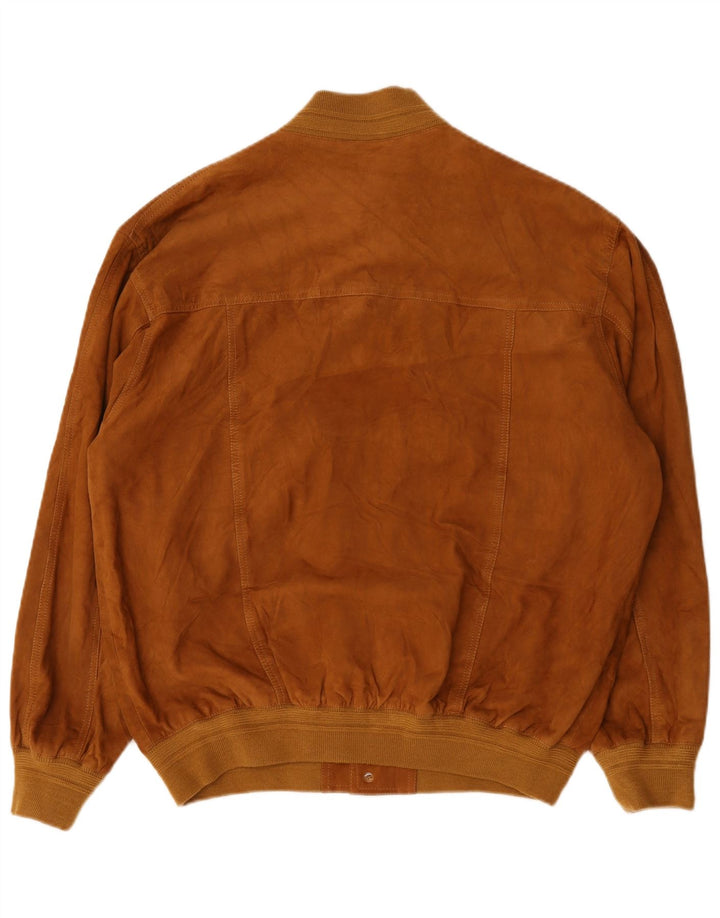 Giubbotto bomber vintage in pelle scamosciata da uomo IT 56 3XL in pelle marrone