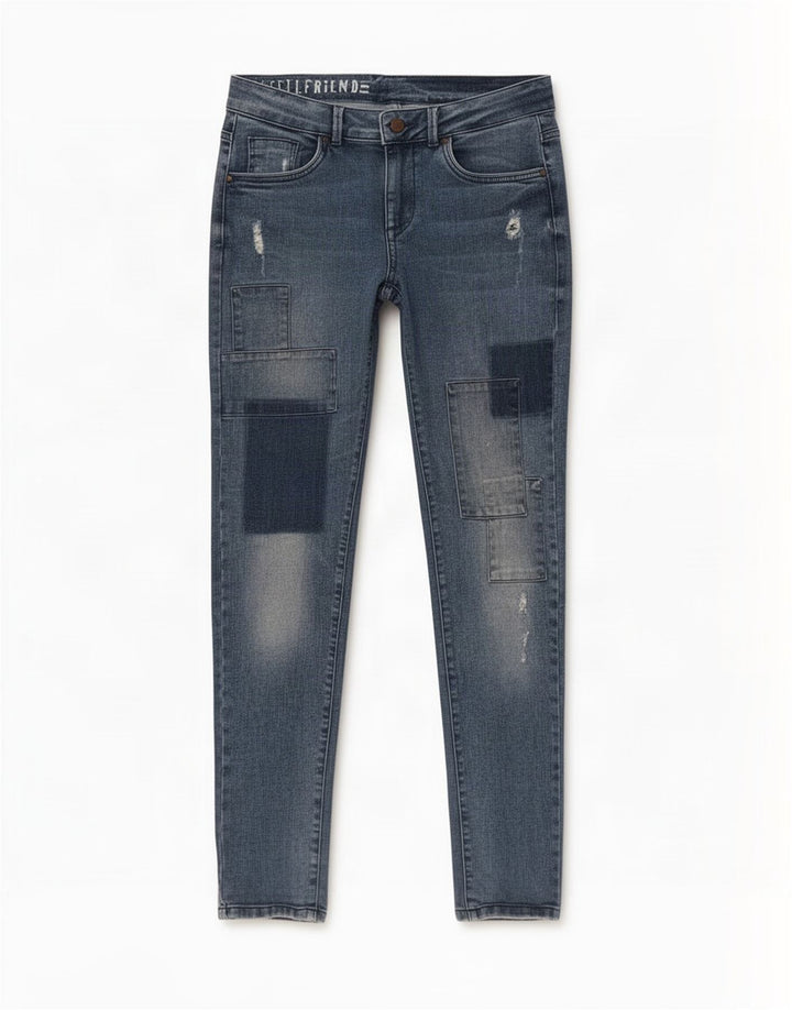 Jeans slim Girlfriend da donna Marks & Spencer UK 10 piccoli W30 L31 blu