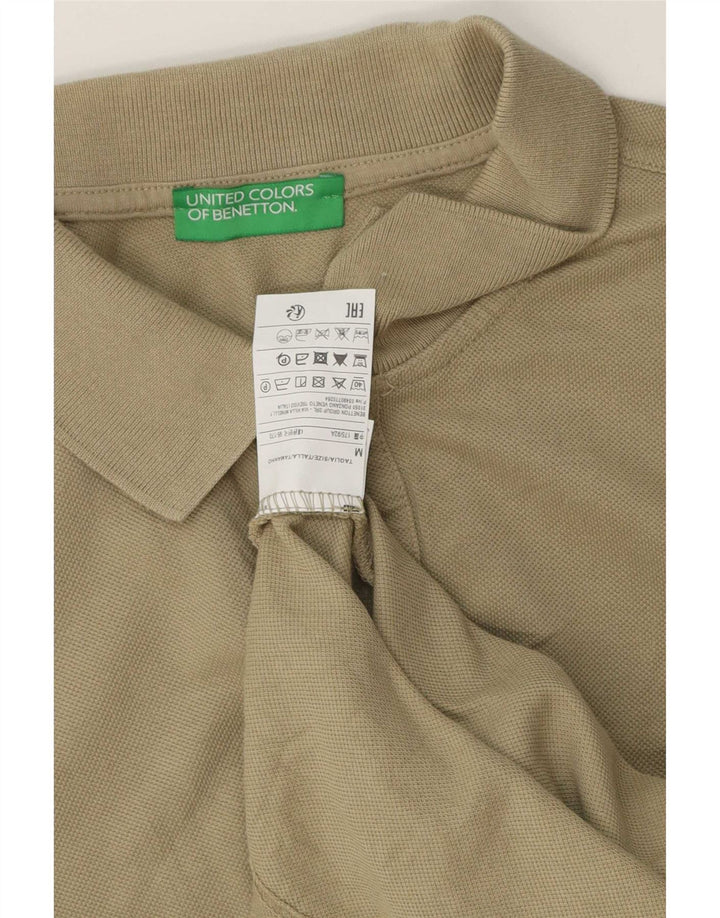 Polo Benetton da uomo in cotone kaki medio