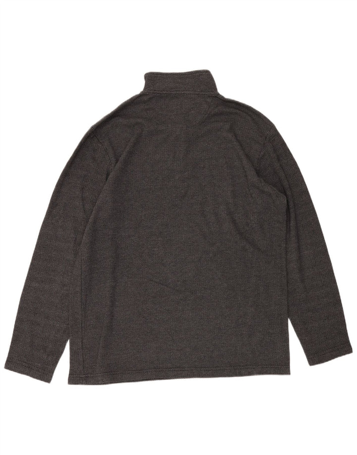 CHAPS Mens Zip Neck Jumper Sweater Large Grey Chevron Cotton