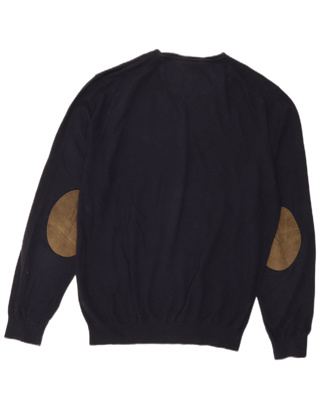 Massimo Dutti Maglione da uomo con scollo a V grande in cotone blu navy