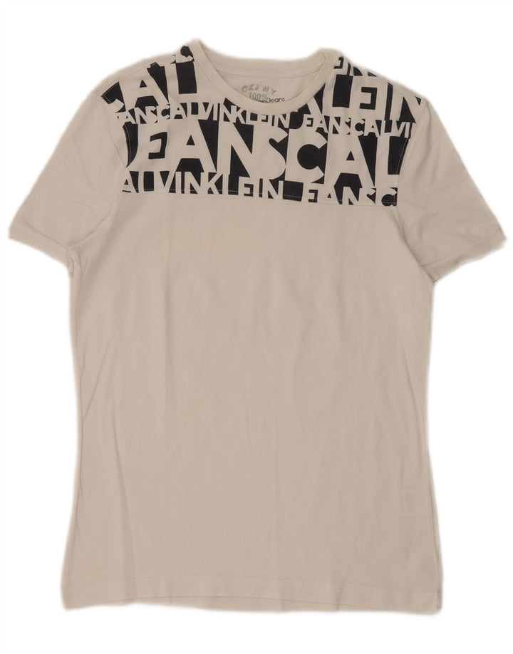 Maglietta grafica da uomo Calvin Klein Jeans Top in cotone bianco medio