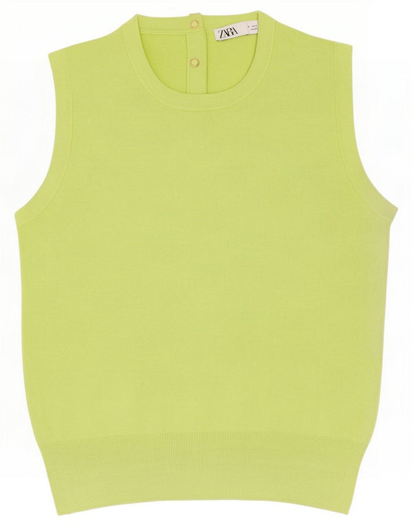 Zara Canotta da donna UK 8 Small Verde Viscosa