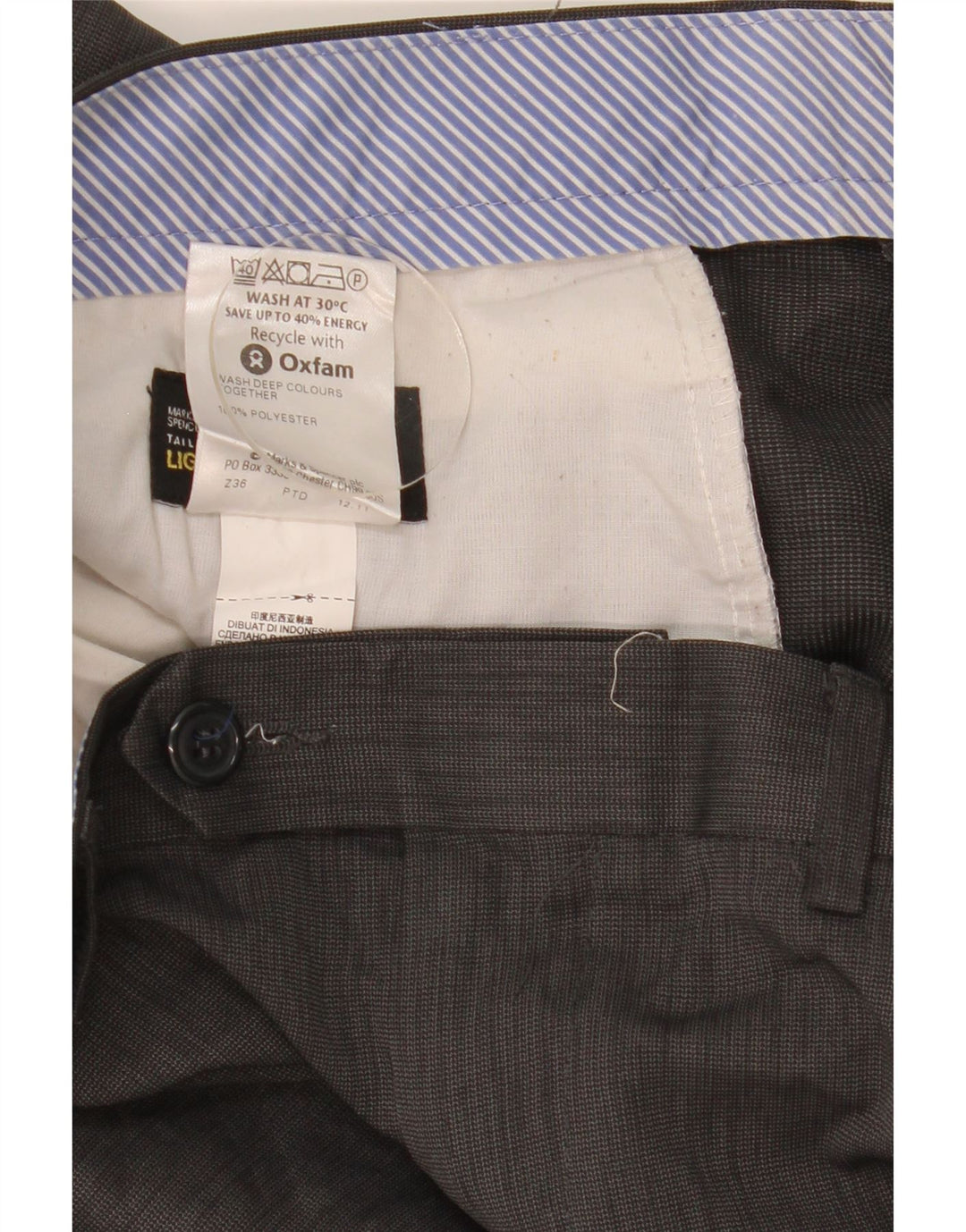 Pantaloni da abito dritti su misura da uomo Marks & Spencer W36 L29 Grigi