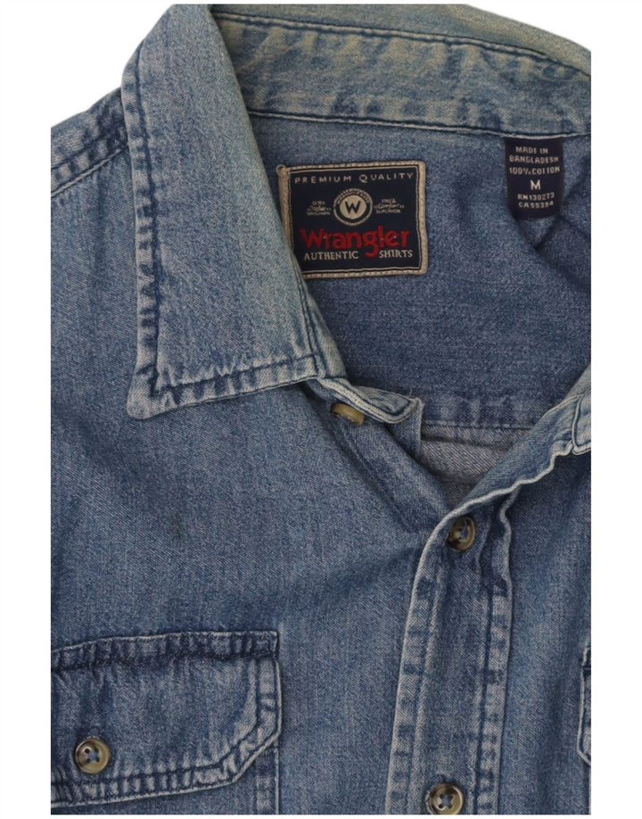 WRANGLER Mens Denim Shirt Medium Blue Cotton
