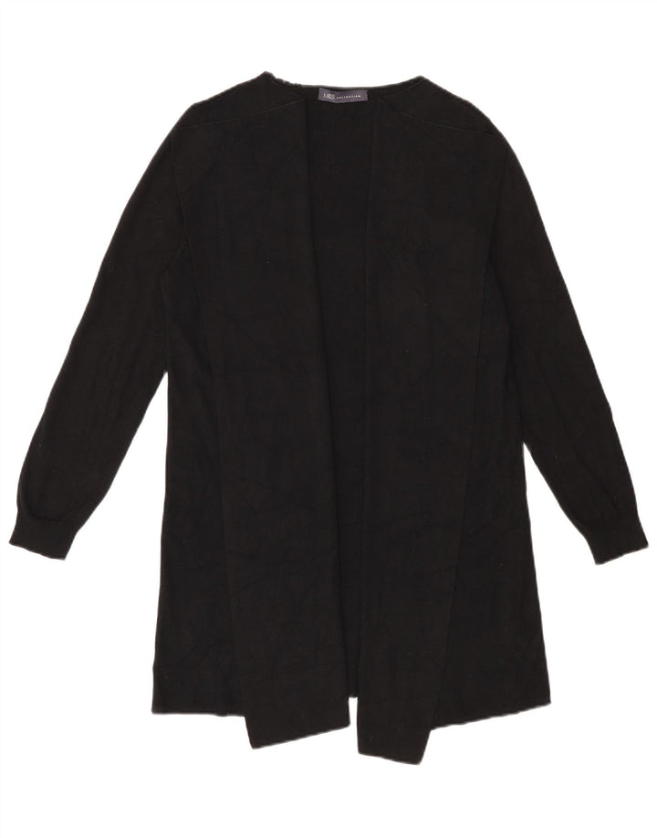 MARKS & SPENCER Womens Longline Open Cardigan Sweater UK 12 Medium Black