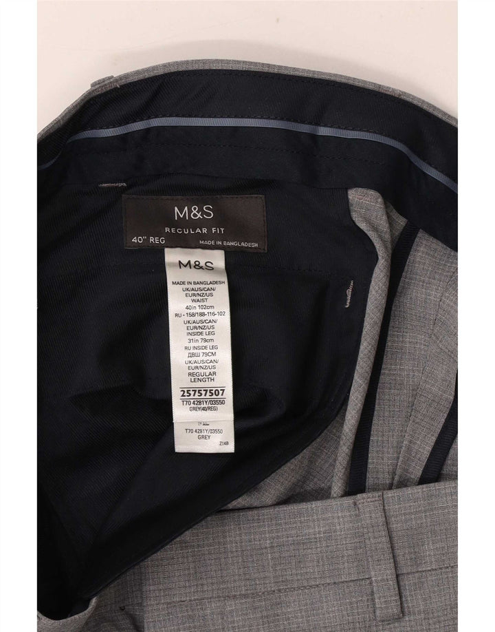 Pantaloni chino vestibilità regolare da uomo Marks & Spencer W40 L31 a quadri grigi