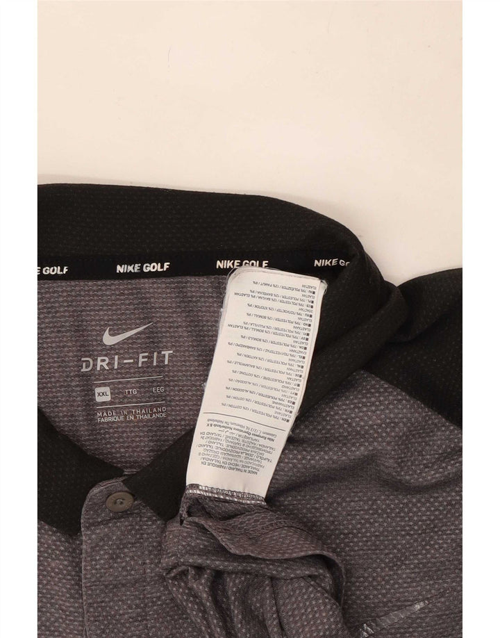 Polo Nike da uomo Dri Fit 2XL in poliestere color block grigio