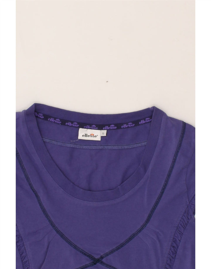 ELLESSE Womens Blouse Top UK 14 Large Blue Cotton Vintage Ellesse and Second-Hand Ellesse from Messina Hembry 