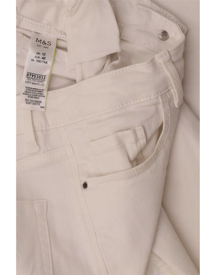 Jeans cropped da donna Marks & Spencer UK 12 medio W28 L23 cotone bianco