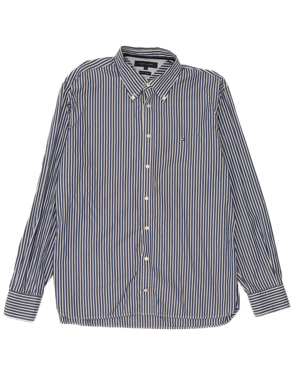 Camicia da uomo Tommy Hilfiger XL blu navy gessato in cotone