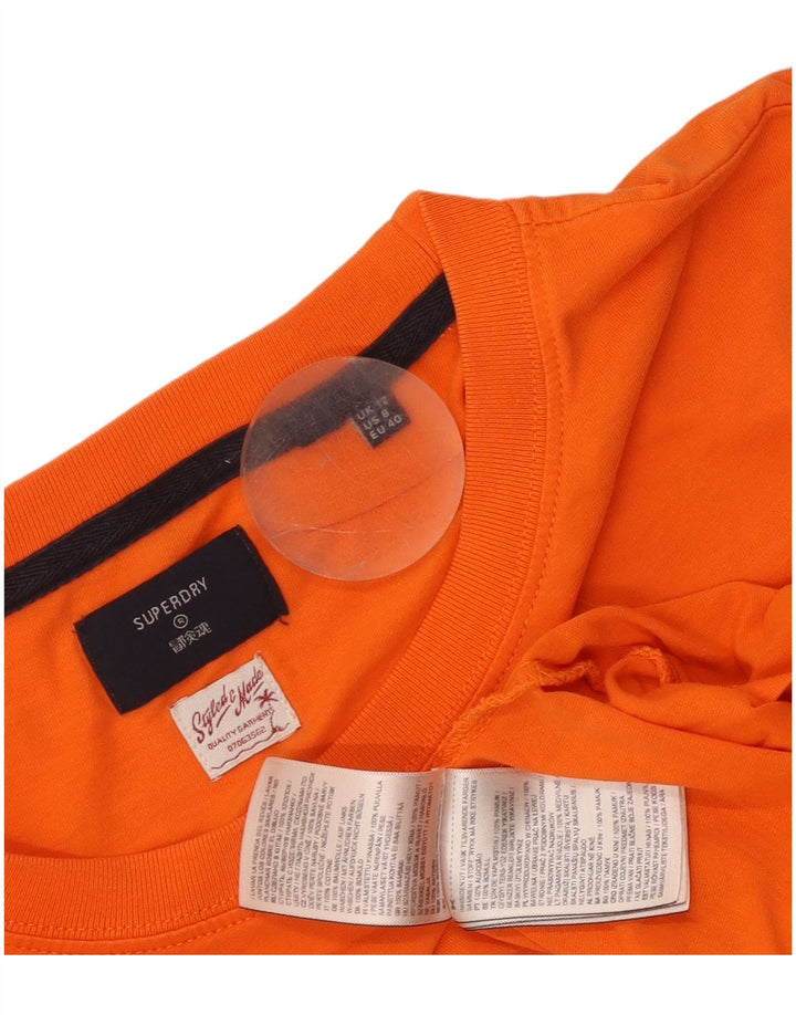 Top grafico da donna Superdry manica lunga UK 12 cotone arancione medio