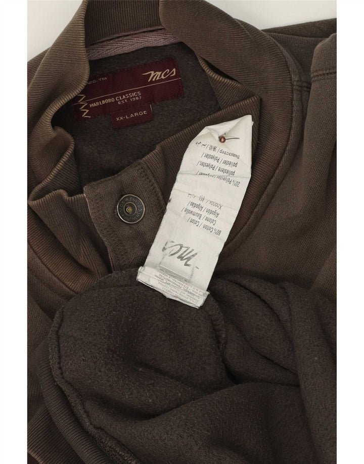 Felpa con collo con bottoni grafici da uomo Marks & Spencer 2XL cotone marrone