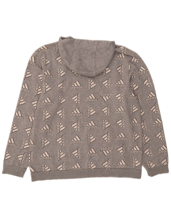 Adidas Mens Graphic Hoodie Jumper XL Grey Cotton