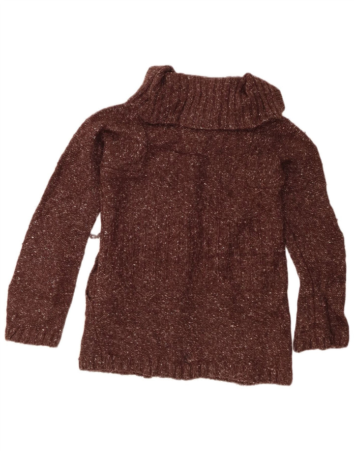 J. CREW Maglione cardigan da donna UK 8 Piccolo marrone screziato