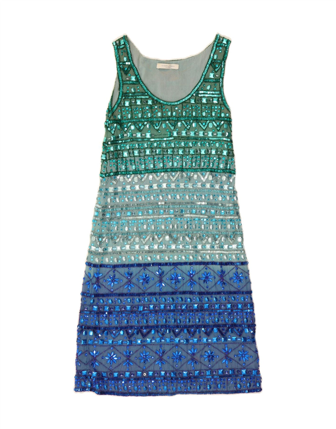 GUESS Womens Sleeveless A-Line Dress IT 42 Medium Green Colourblock Vintage Guess and Second-Hand Guess from Messina Hembry 