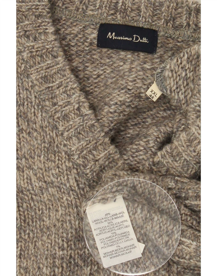 Maglione maglione da uomo con scollo a V Massimo Dutti 2XL lana screziata grigia