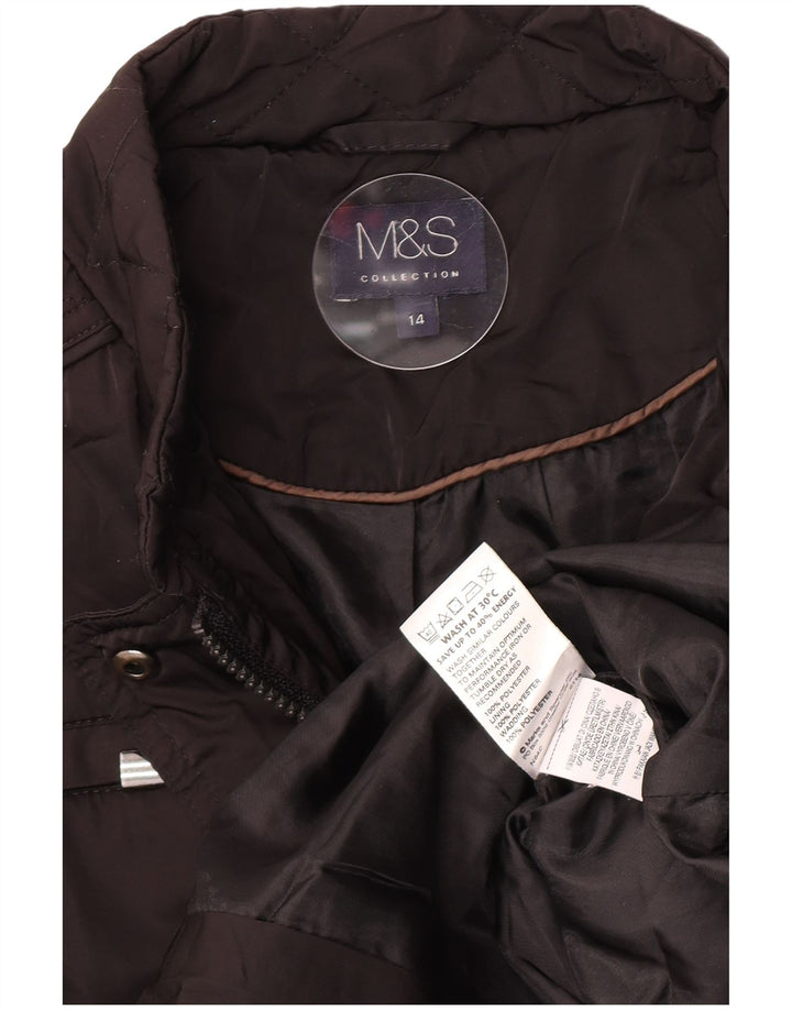 Giacca trapuntata da donna Marks & Spencer UK 14 grande poliestere nero